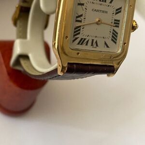 Cartier Gold and Brown Leather Watch